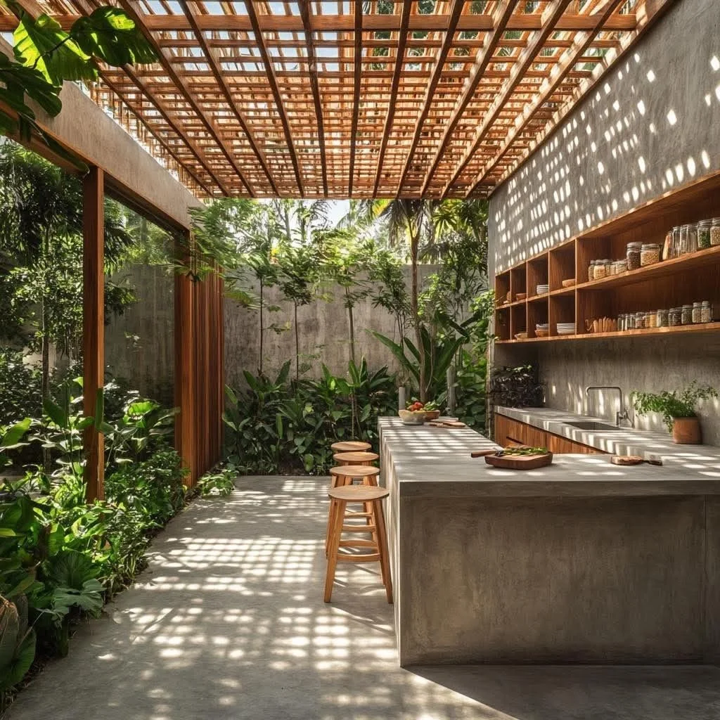 Indoor–Outdoor connected japanese kitchen