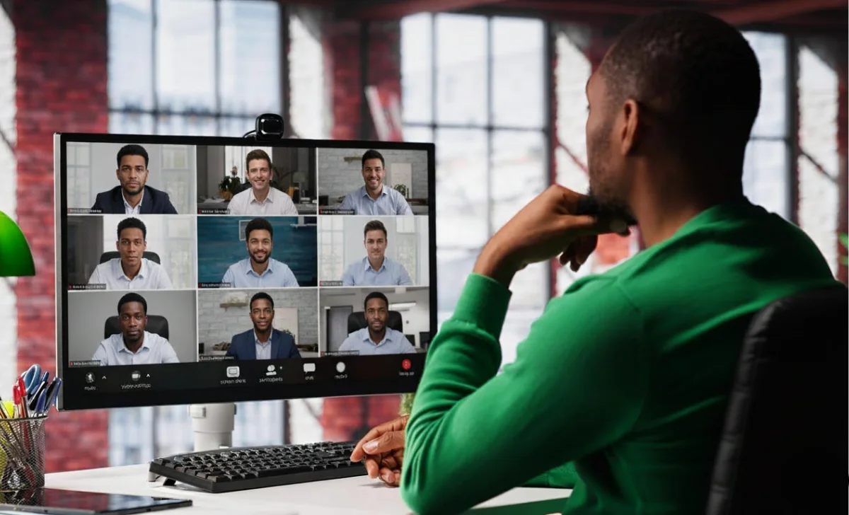 a man attending a virtual conference