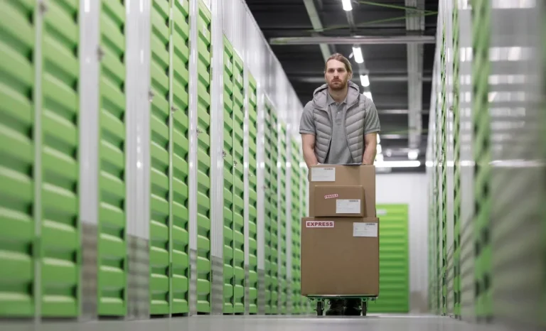 a man in a self storage units place