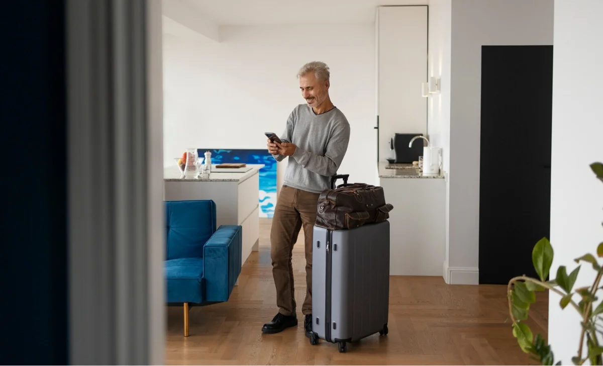a man leaving home for trip
