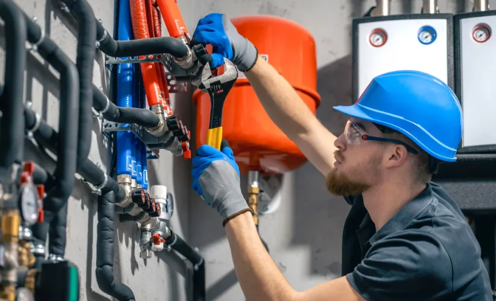 a plumber working