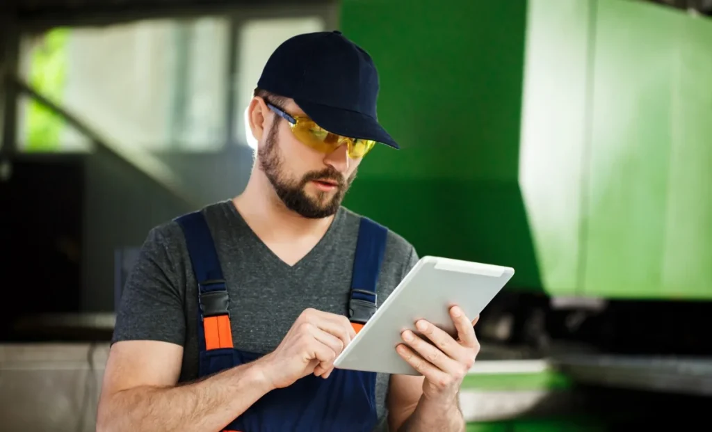 a worker using a tablet