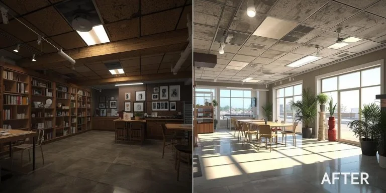 before and after lighting upgrades