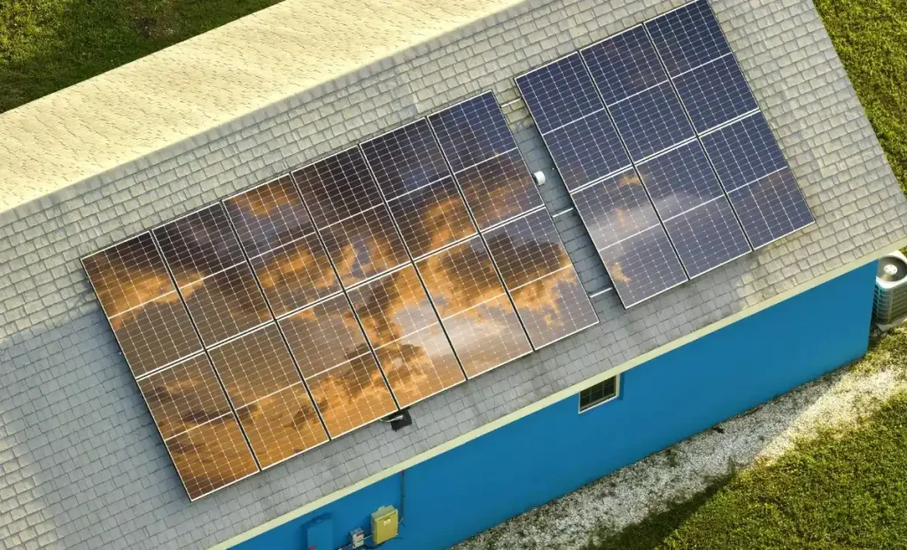 solar panels on a roof