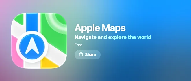 Apple maps app on app store
