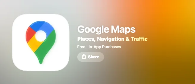 Google maps app on app store