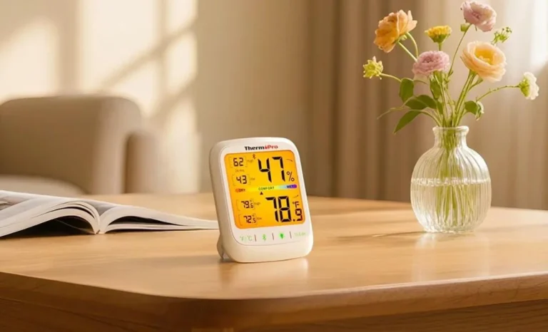 a hygrometer lied on a table