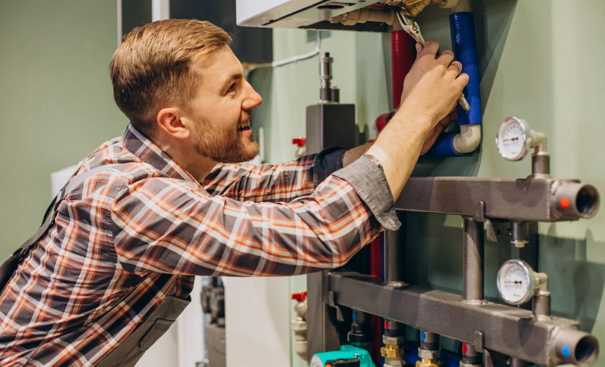a man adjusting auto heating