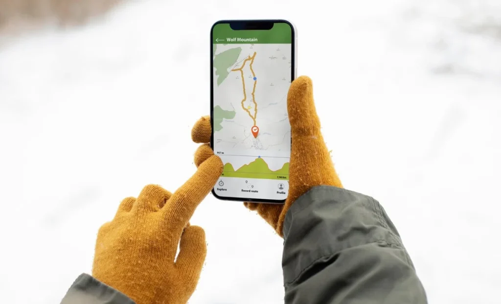 a person using maps on mobile phone