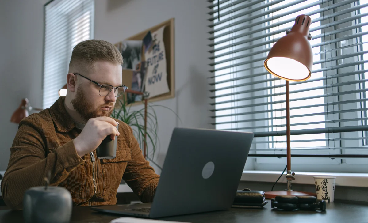 a young man working in office