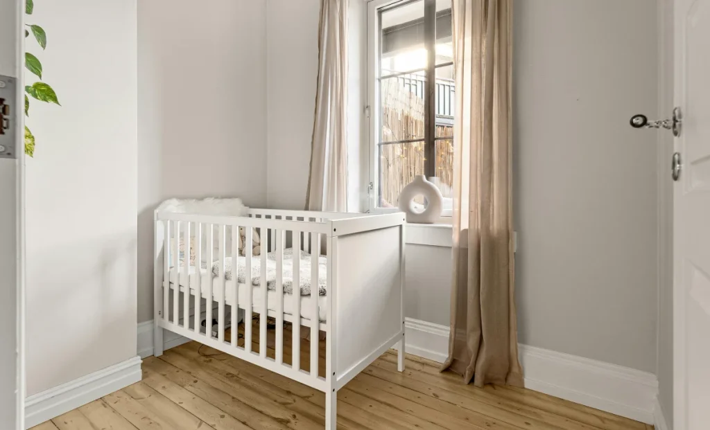a white baby crib