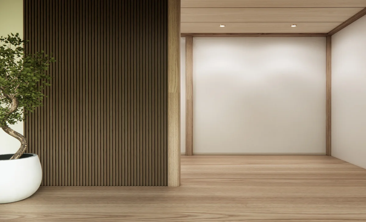 a wood slat wall