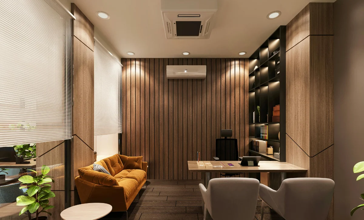 an office with acoustic panels