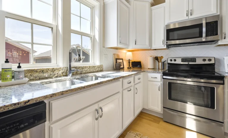 Stone benchtops in kitchen