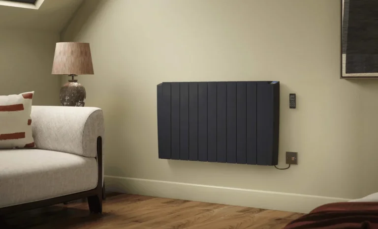 a black home radiator placed on a wall