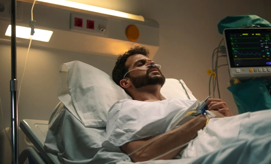 a man on hospital bed