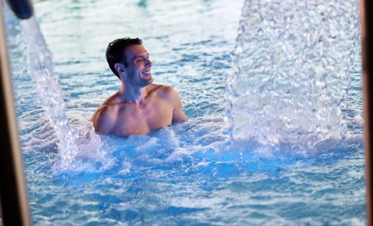 a man taking cold bath