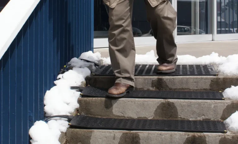snow melting mats on stairs