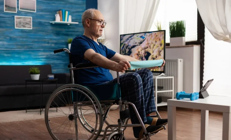 A disabled man at home