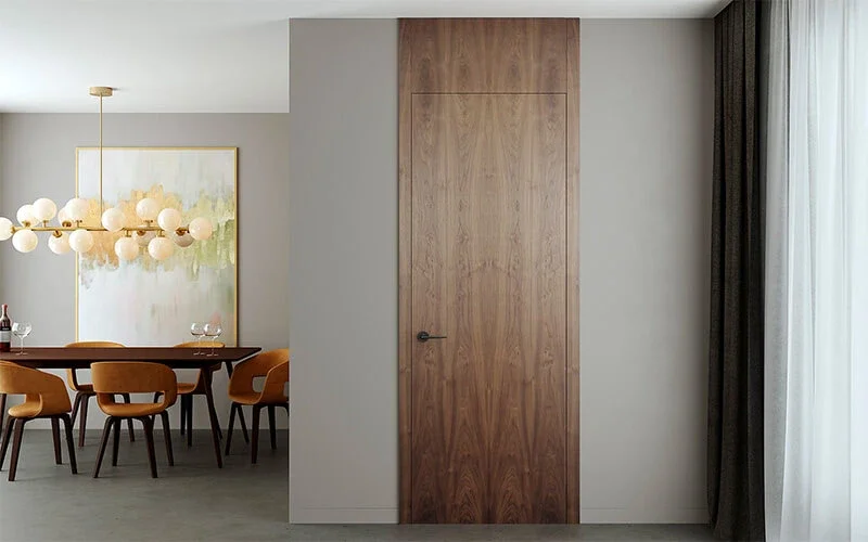 a wooden door with frame