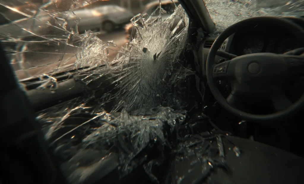 broken glass of a car