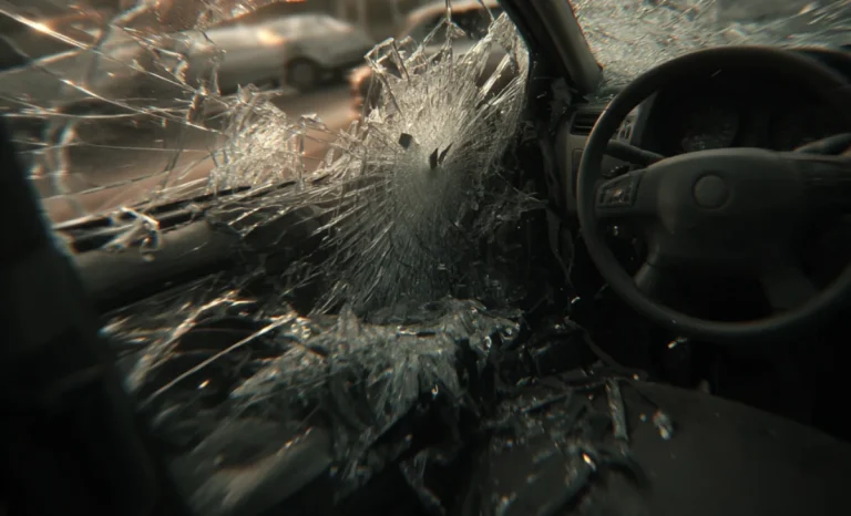 broken glass of a car