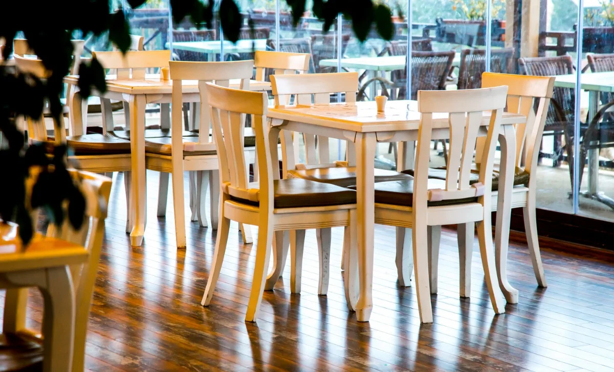 restaurant table and chairs