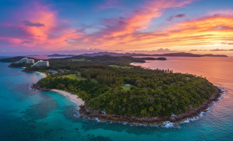 sunset view from an island