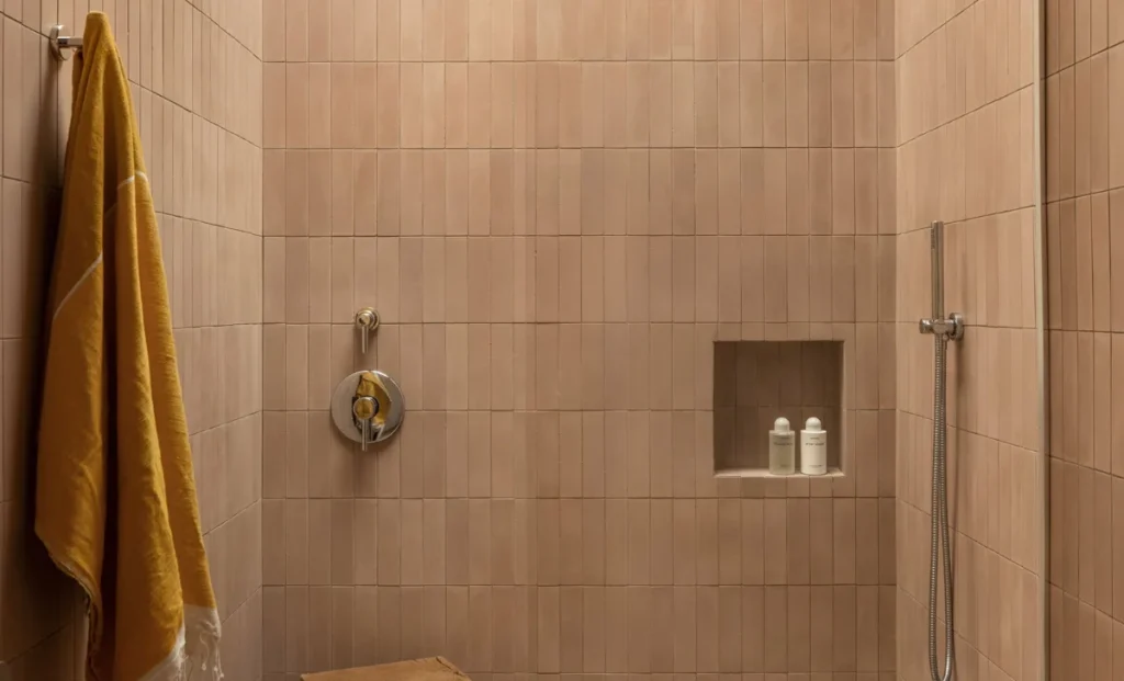 Cement Terra Cotta Floor Tiles in a bathroom