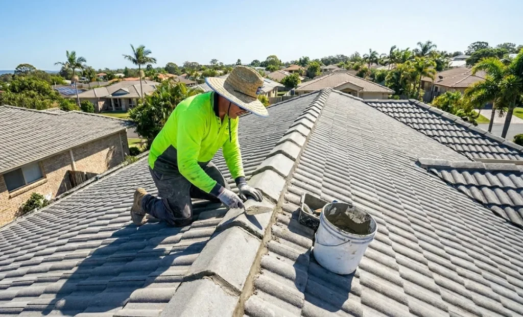 a man repairing a residential roof