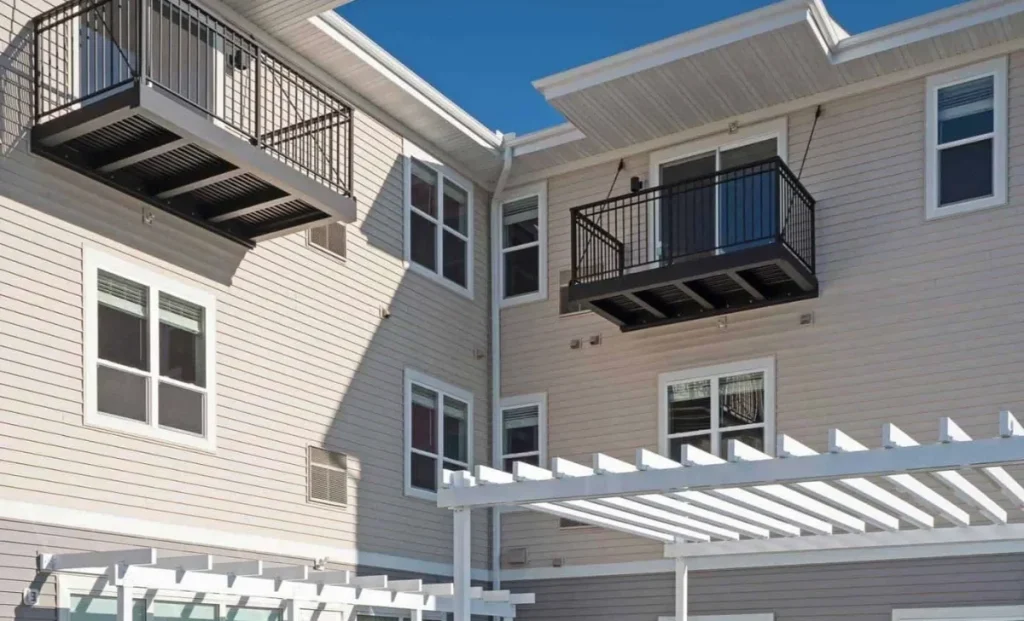 an apartment with balconies