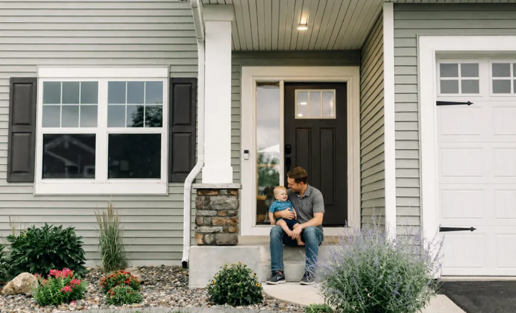 Family moments on a front porch