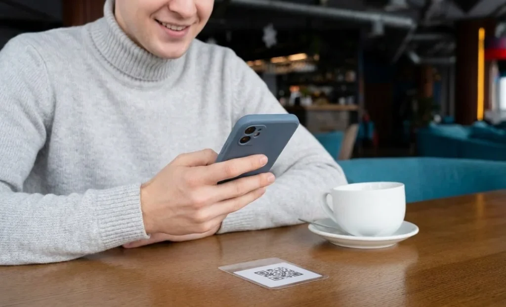 a man scanning esim qr code
