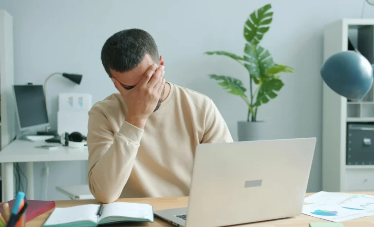 a stressed man at work