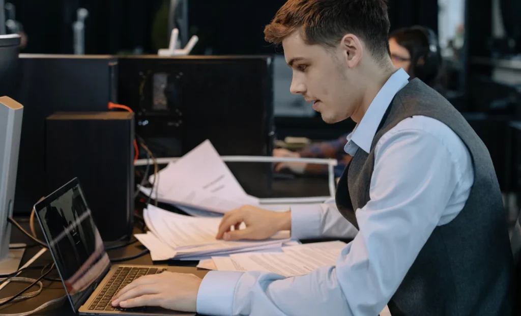 an employee working in office