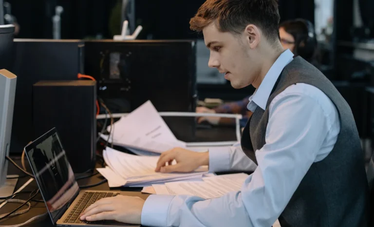 an employee working in office