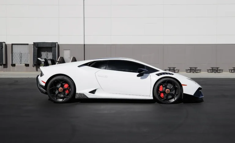 white lambo on road