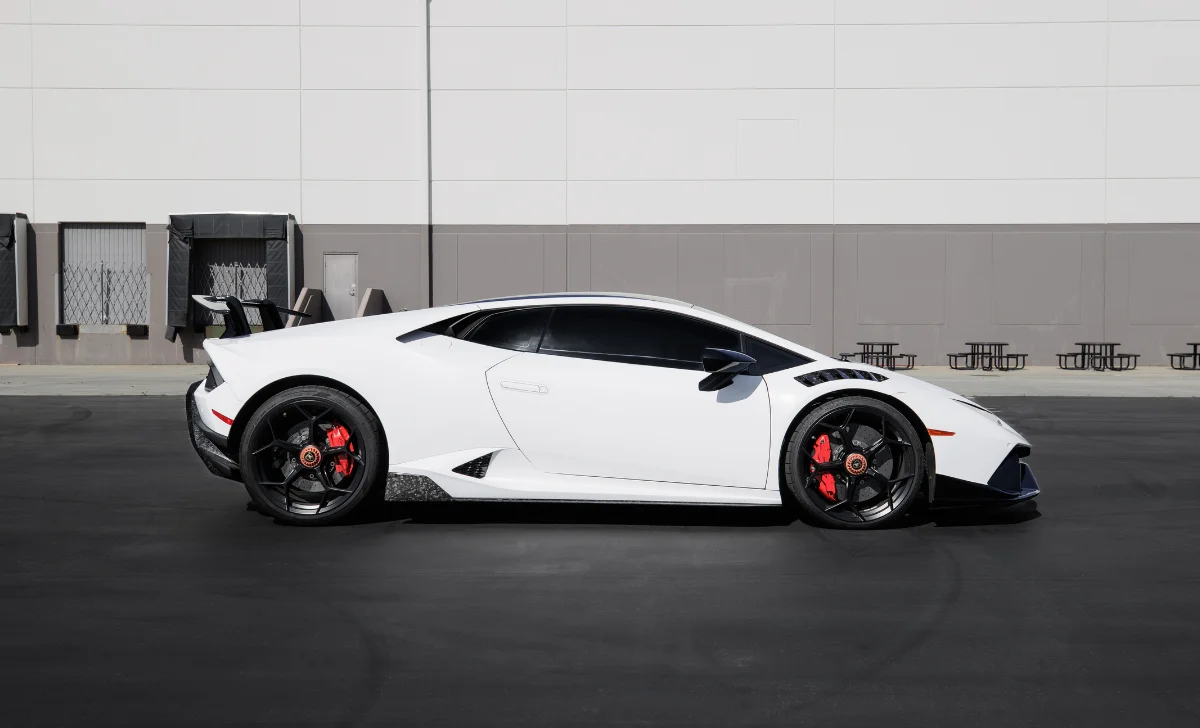 white lambo on road