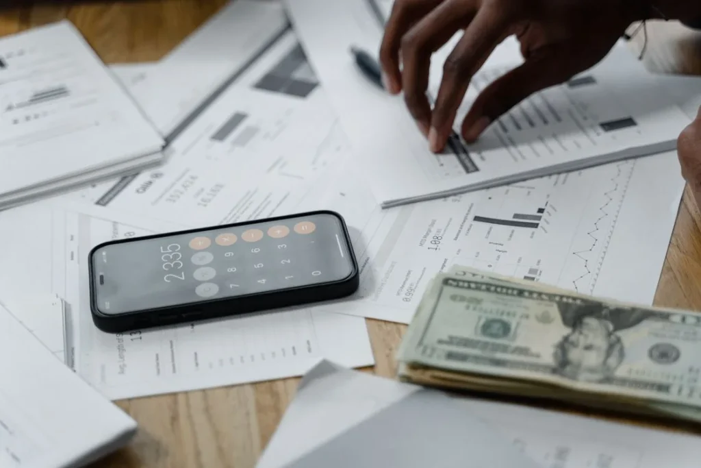 a calculator opened on mobile with money