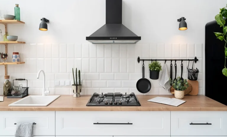 a modern kitchen with hood