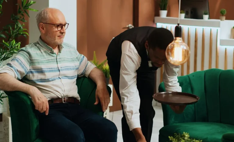 a senior man at senior living community