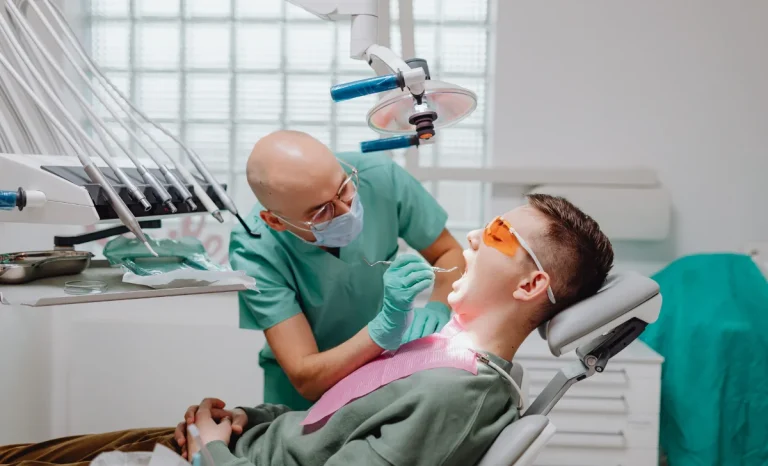 a young boy at dentist
