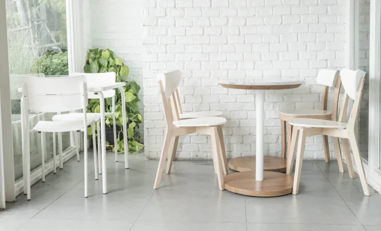 table and chairs in a cafe