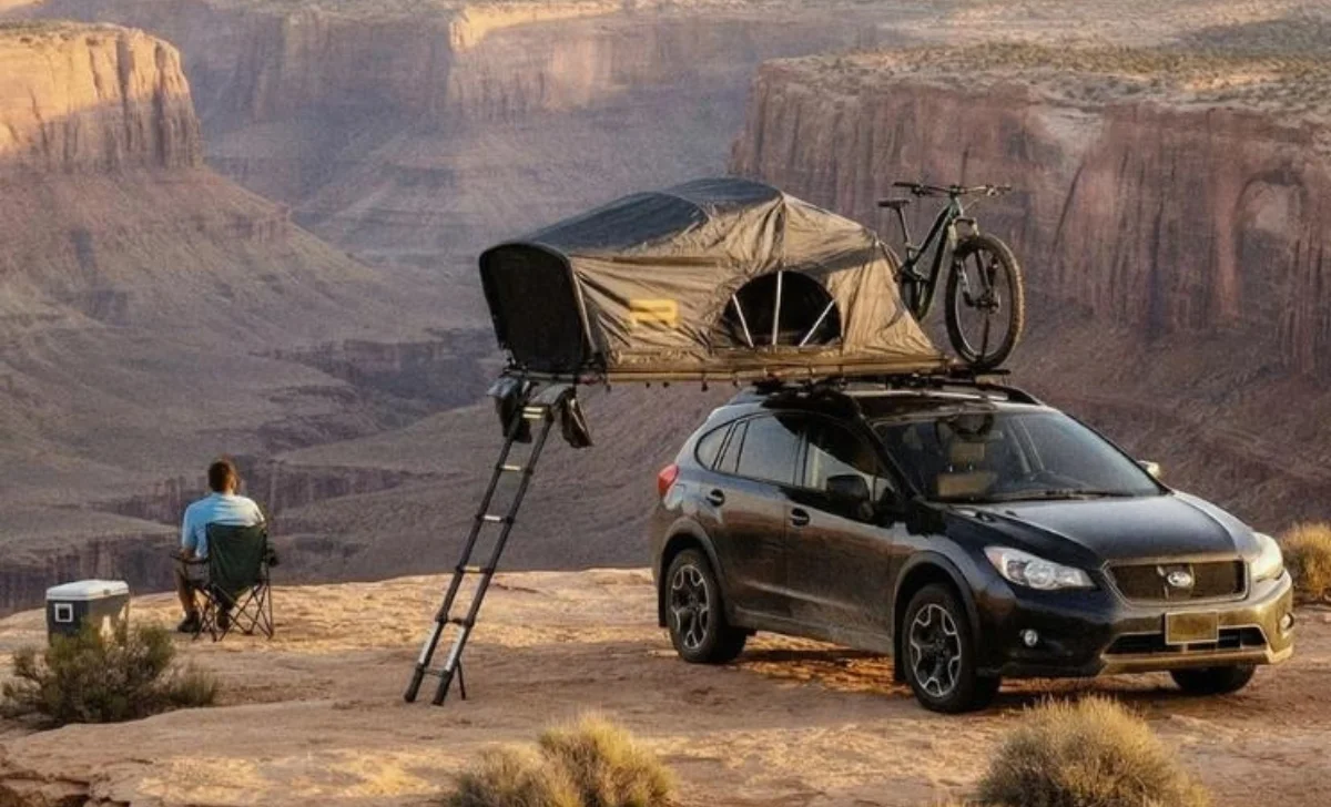 tent on the roof of a car