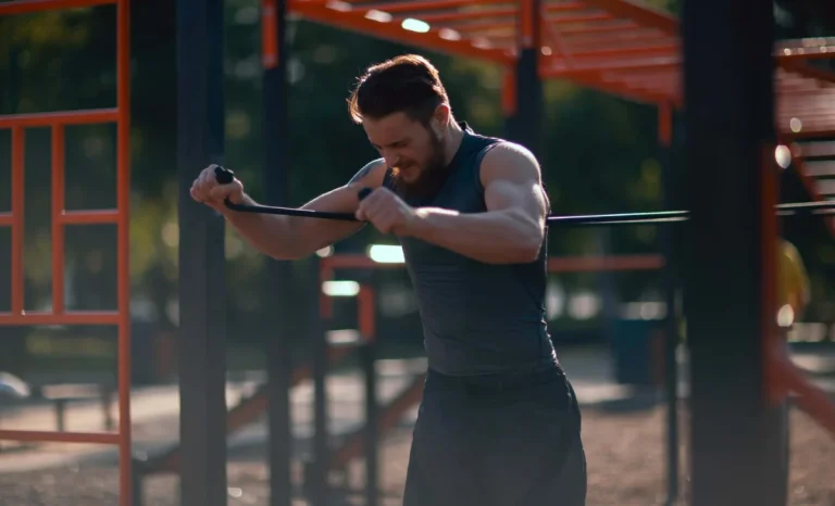 young man doing resistance training