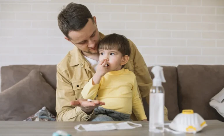 a father with his ill son