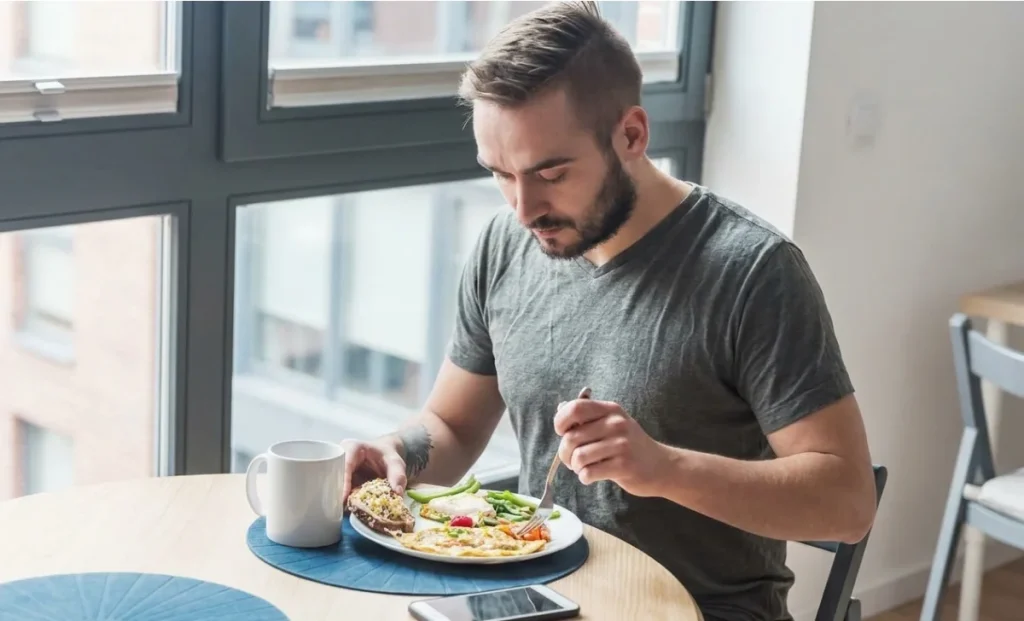 a man eating healthy food