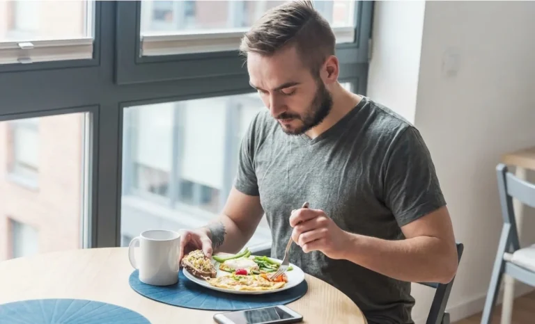 a man eating healthy food