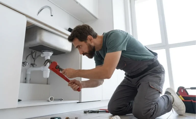 a plumber busy working