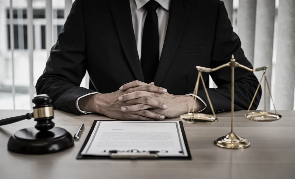 a professional lawyer sitting